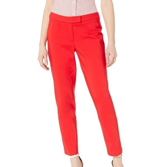Anne Klein Red 'Wear To Work' Slim Cigarette Leg Trouser Pants - Size 6/Small - Picture 1 of 9